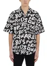Dsquared2 Denim Bowling Shirt With Allover Print In Multi