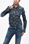 Dsquared2 Denim Boyfriend Jean Jacket With Crystals In Blue
