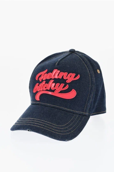 Dsquared2 Denim Cap With Rubber Detail