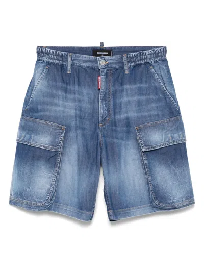 Dsquared2 Denim Cargo Shorts In Blue
