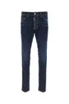 Dsquared2 Slim Navy Blue Washedeffect Jeans In Blue