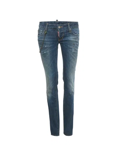 Pre-owned Dsquared2 Denim Distressed Slim Fit Jeans In Blue