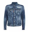 Dsquared2 Dan Distressed Buttoned Denim Jacket In Navy