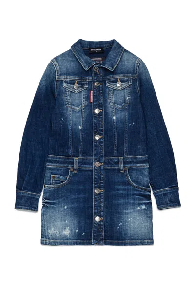 DSQUARED2 DENIM DRESS WITH USED EFFECT