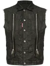 Dsquared2 Classic Denim Zipped Vest In Schwarz