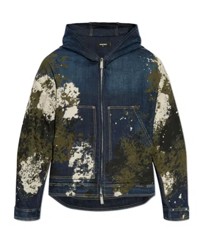 Dsquared2 Denim Hooded Jacket In Multi