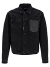 Dsquared2 Black Jacket With Classic Collar And Embossed Logo On The Front In Denim Man In Black