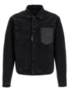 Dsquared2 Black Jacket With Classic Collar And Embossed Logo On The Front In Denim Man In Black