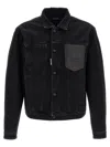 Dsquared2 Black Jacket With Classic Collar And Embossed Logo On The Front In Denim Man In Black
