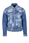 Dsquared2 Dan Distressed Buttoned Denim Jacket In Blue