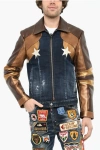 Dsquared2 Denim Jacket With Faux Leather Sleeve Grösse 50 In Brown