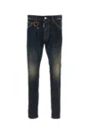 Dsquared2 Dark Indigo Slim-fit Denim Jeans With Distressed Details In Blue