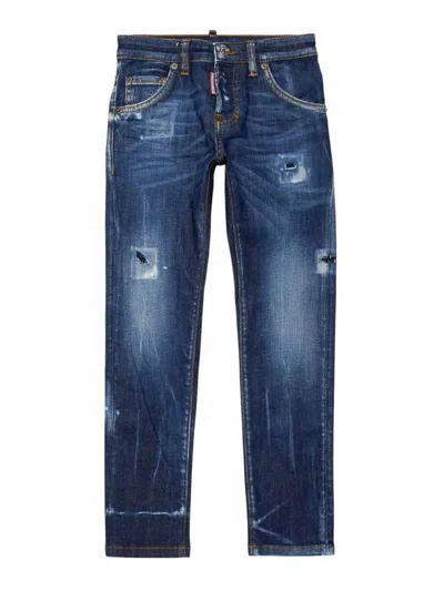 Dsquared2 Kids' Denim Jeans With Tears In Blue