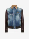 Dsquared2 Denim Leather Jacket In Denim Dark Blue
