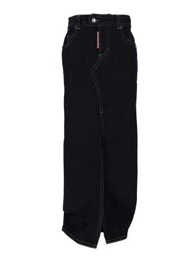 Dsquared2 Denim Long Skirt In Blue