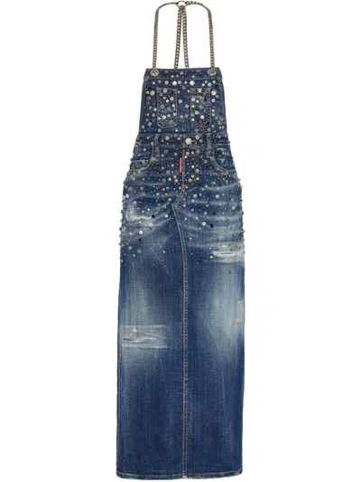 Dsquared2 Denim Midi Dress In Blue