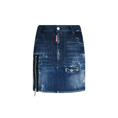 Dsquared2 Denim Mini Skirt In Blue