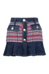 Dsquared2 Mini Skirt With Denim Trim And Ruffle In Navy