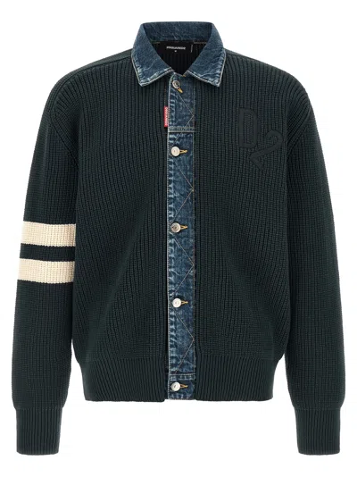 Dsquared2 'denim Mix D2' Cardigan In Blue
