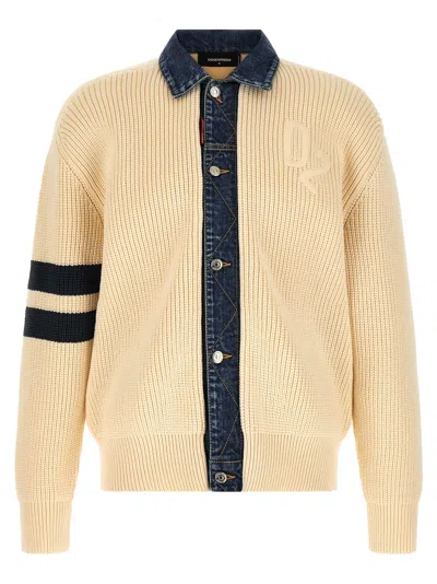 Dsquared2 Beige Denim Mix D2 Cardigan