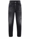 Dsquared2 Straight-leg Jeans With Faded Effect And 5 Pockets In Denim Nero