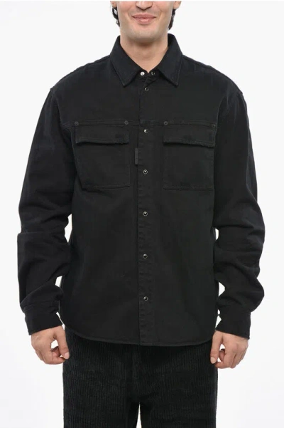 Dsquared2 Denim Overshirt With Snap Buttons In Multi