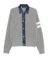 Dsquared2 Denim-panel Ribbed Cardigan In Gray