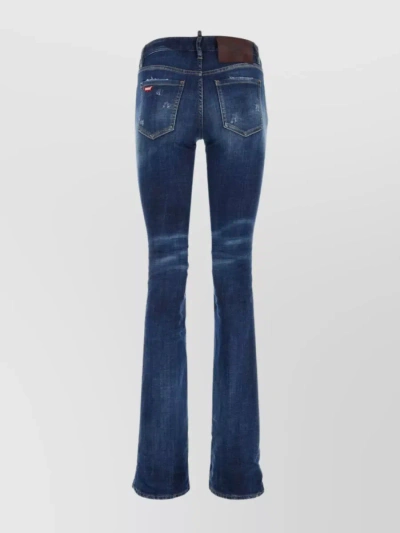 Dsquared2 Denim Pants With Belt Loops And Embroidered Detail In Blue