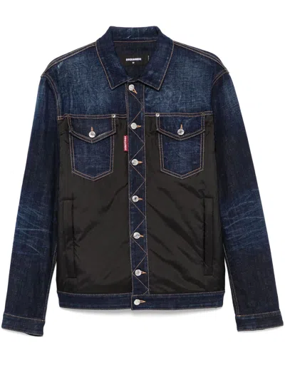 Dsquared2 Denim Puffer Jacket In Blue