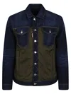 Dsquared2 Black Jacket With Classic Collar And Front And Rear Down Filled Panel In Dnim Man In Navy Blue + Military Green