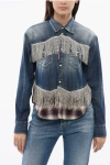 Dsquared2 Denim Saharan Shirt With Crystal Fringes