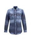 Dsquared2 Denim Shirt With Button-down Collar And Two Pockets In Blue