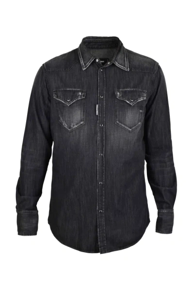 Dsquared2 Denim Shirt In Black