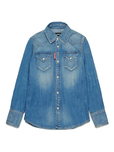 Dsquared2 Kids' Klassisches Jeanshemd In Blau