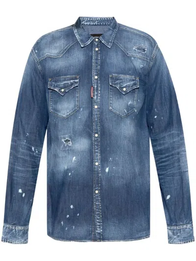 Dsquared2 Denim Shirt In Blue