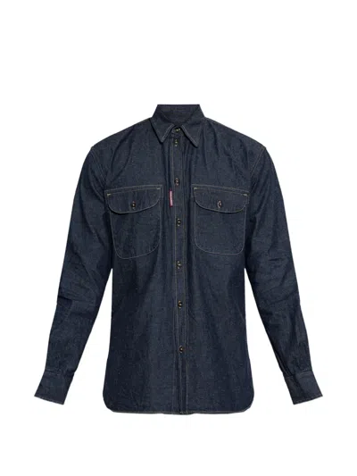 Dsquared2 Long-sleeved Shirt In Blue