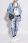 Dsquared2 Light Wash Denim Shirt With Elastic Waistband In Blue