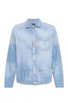Dsquared2 Light Wash Denim Shirt With Elastic Waistband In Clear Blue