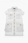 Dsquared2 Denim Shirt Dress With Utility Pockets In White