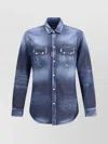 Dsquared2 Denim Shirt With Button-down Collar And Two Pockets In Blue