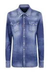 Dsquared2 Denim Shirt With Chest Pockets In Multi