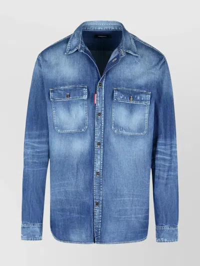Dsquared2 Denim Shirt With Long Sleeves And Chest Pockets