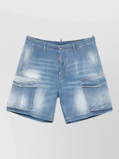 Dsquared2 Denim Shorts Belt Loops Cargo Pockets In Blue