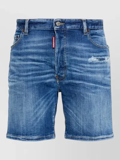 Dsquared2 Denim Shorts Belt Loops Five Pocket Design In White