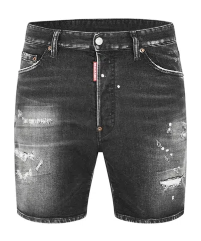 Dsquared2 Denim Shorts In Black