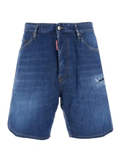 Dsquared2 Denim Shorts Blue With Five-pocket Details In Cotton For Men