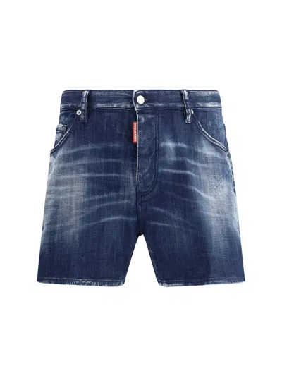 Dsquared2 Denim Shorts In Navy Blue
