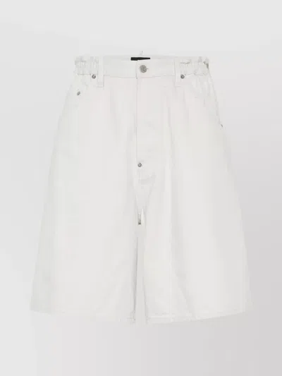 Dsquared2 Denim Shorts With Belt Loops And Wide Leg In White
