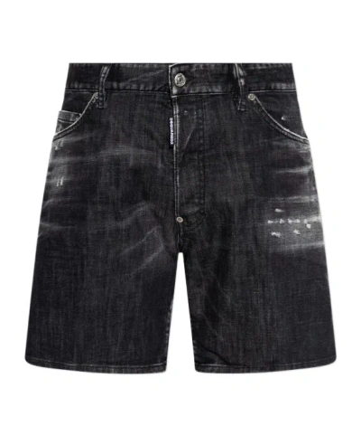 Dsquared2 Denim Shorts With Belt Loops In Black