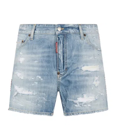 Dsquared2 Denim Shorts With Belt Loops In Blue